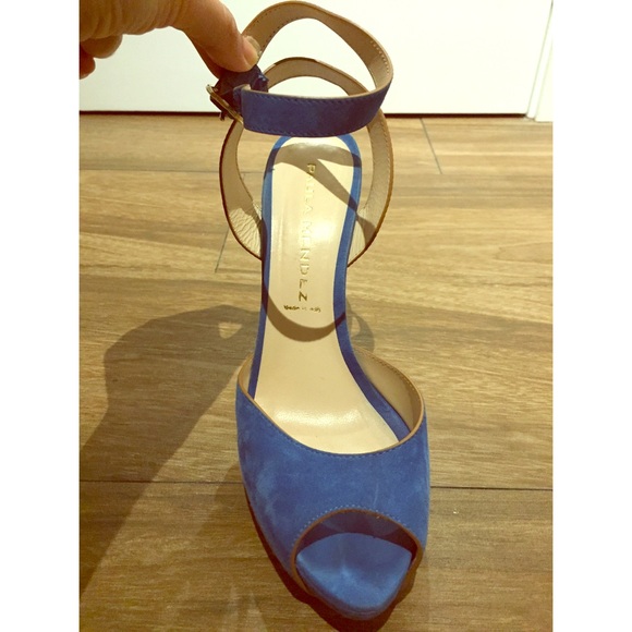 Paula Mendez Blue Suede Heels - Size 40/US Size 10 - Picture 3 of 8